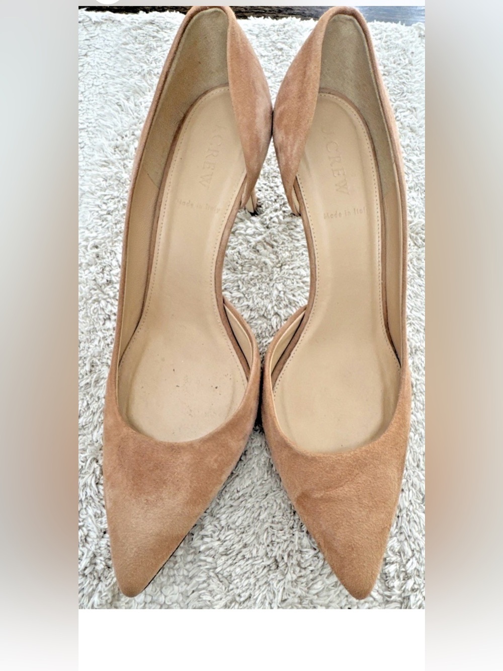 J.Crew Suede Kitten Heel Pumps Womens 9 Tan Nude Pointed Toe Italy